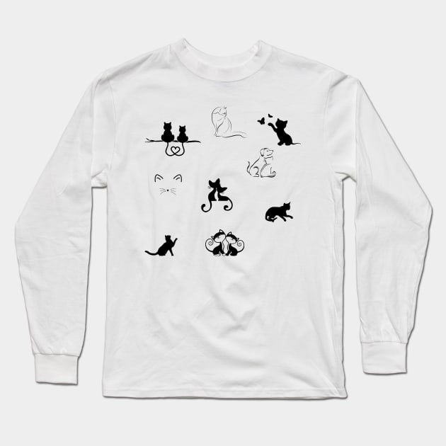 Cats 4 Black & white Long Sleeve T-Shirt by Invisibleman17